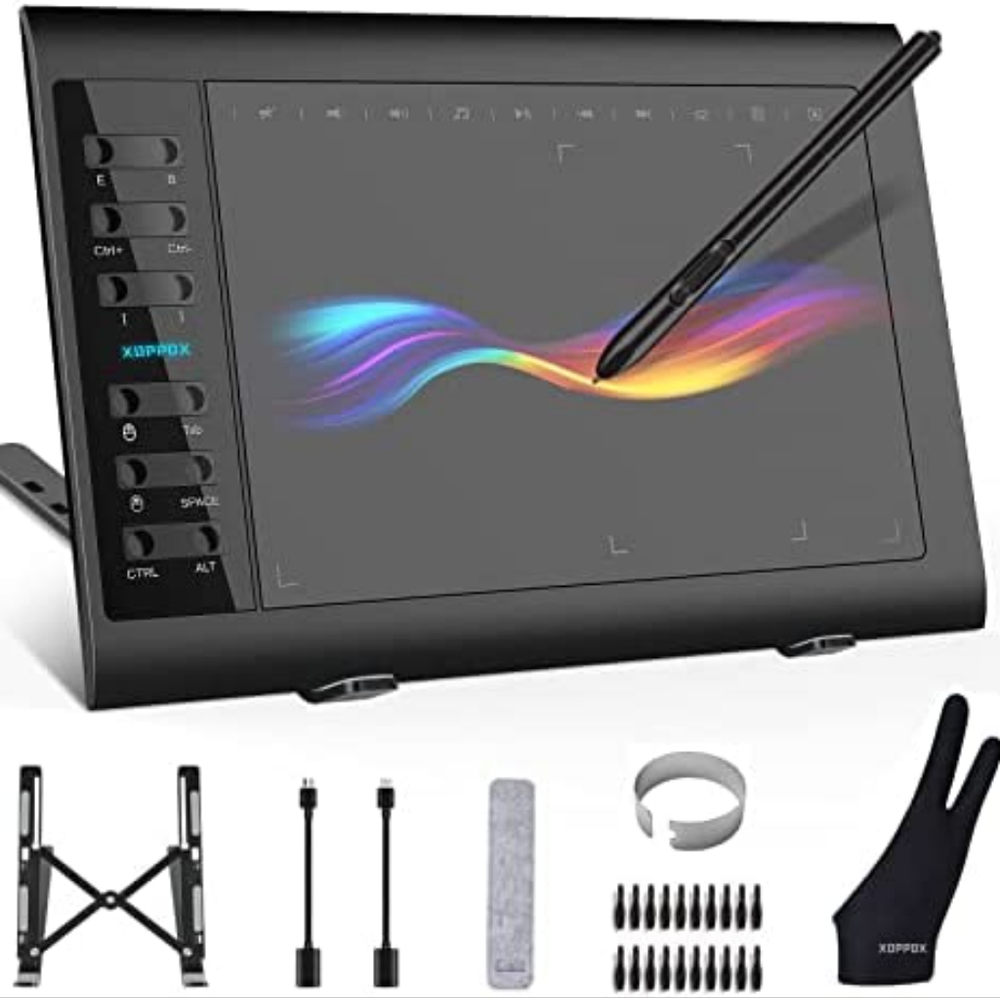 Graphics Drawing Tablet 10 x 6 Inch Large Active Area with 8192 Levels Battery